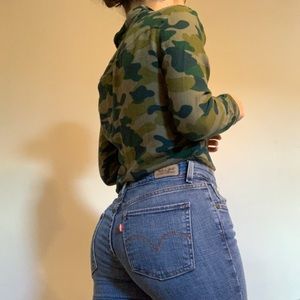 H&M DIVIDED Camo Cropped Button Up w Pocket